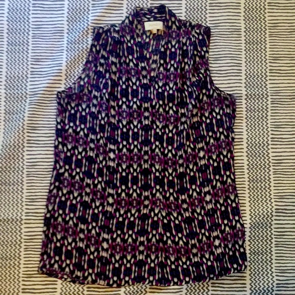 Sleeveless purple, black, blue and white top - Picture 2 of 4